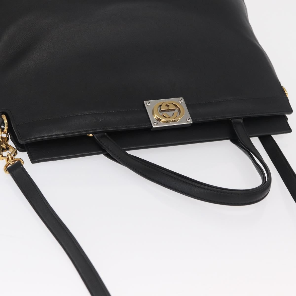 Gucci Linea Matisse Interlocking G Top Handle Tote Leather Black Leather Shoulder Bag Bag (Pre-Owned)