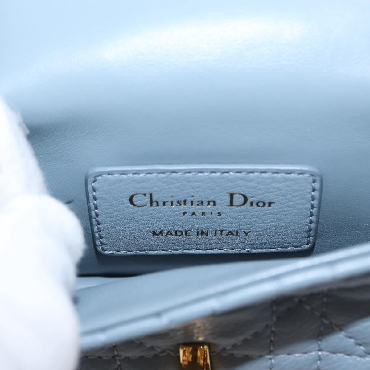 Christian Dior Caro Cannage Quilt Calfskin Blue Leather Shoulder Bag Bag (Pre-Owned)