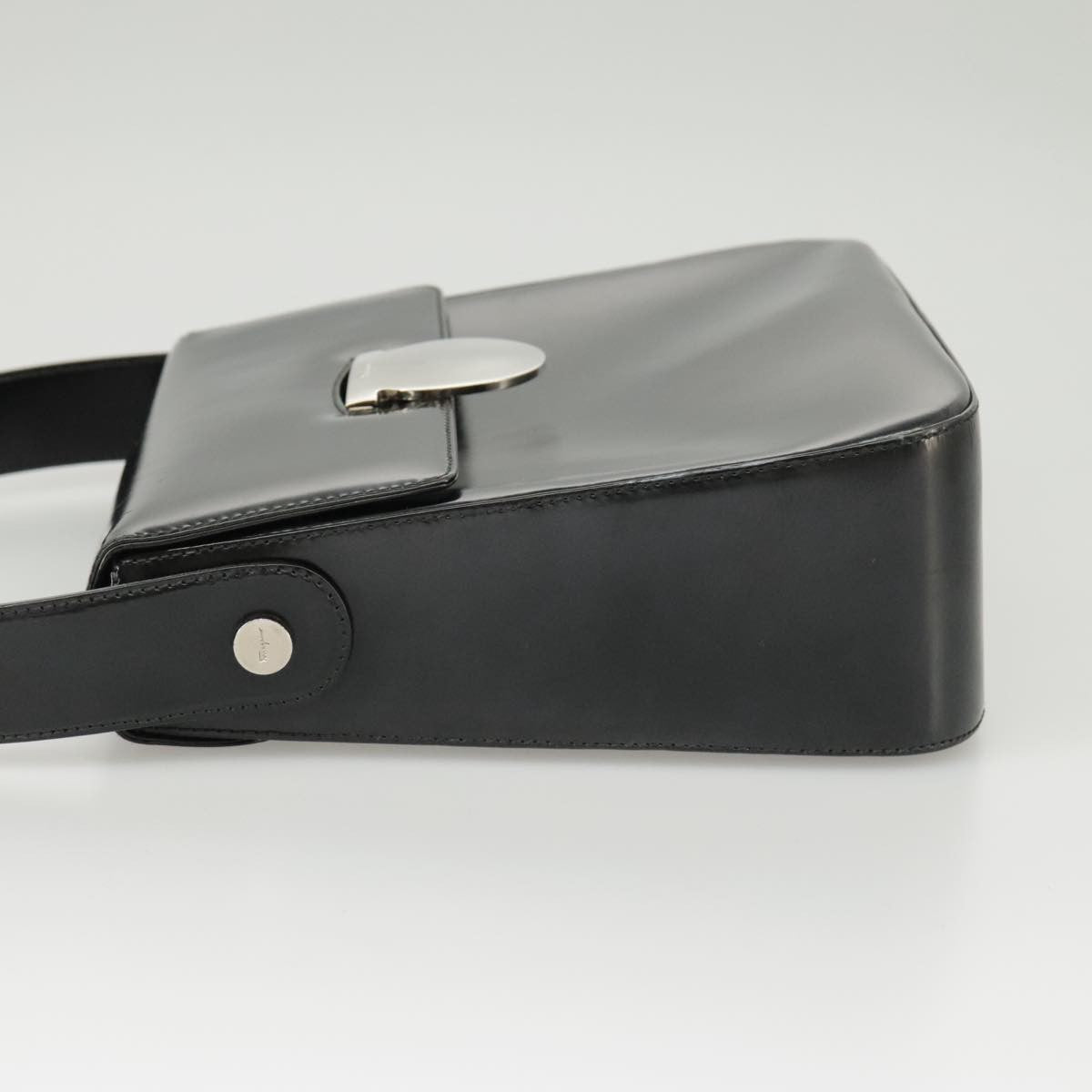 Salvatore Ferragamo Vintage Top Handle Leather Black Leather Handbag (Pre-Owned)