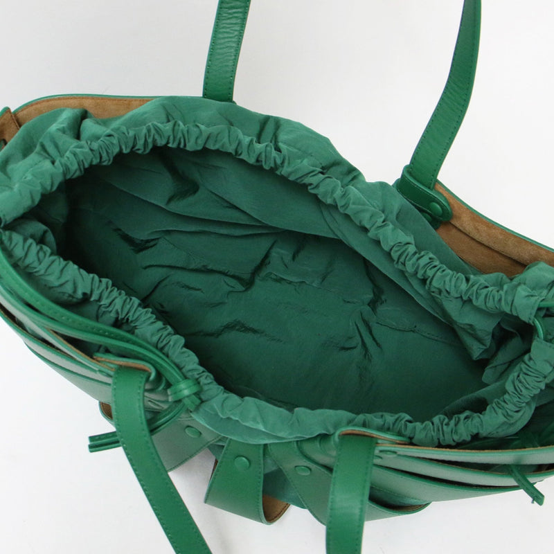 Bottega Veneta The Shell Green Leather Tote Bag (Pre-Owned)