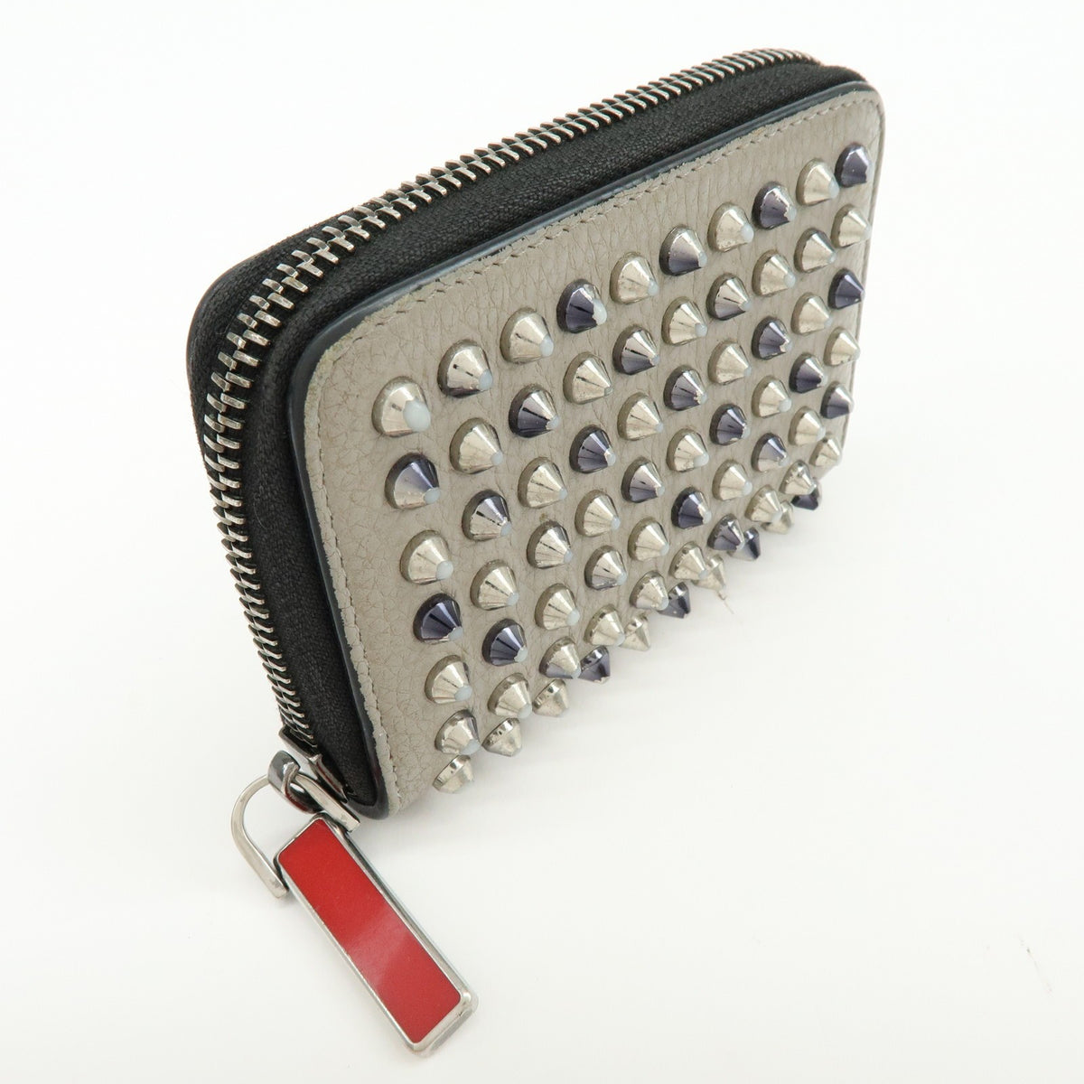 Christian Louboutin Panettone Coin Purse Spiked Leather Beige Leather Wallets Accessory (Pre-Owned)
