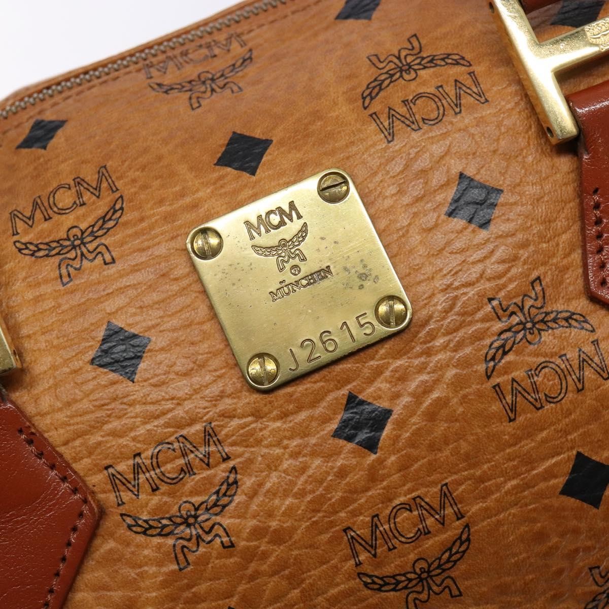 MCM Visetos Logogramme Leather Brown Leather Handbag (Pre-Owned)