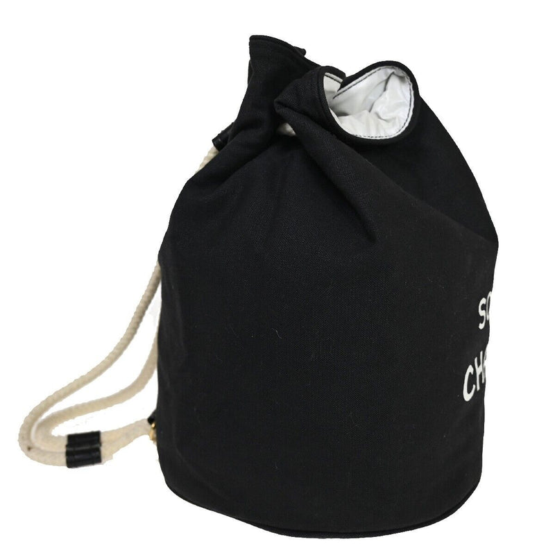 Chanel Drawstring Black Canvas Shoulder Bag (Pre-Owned)