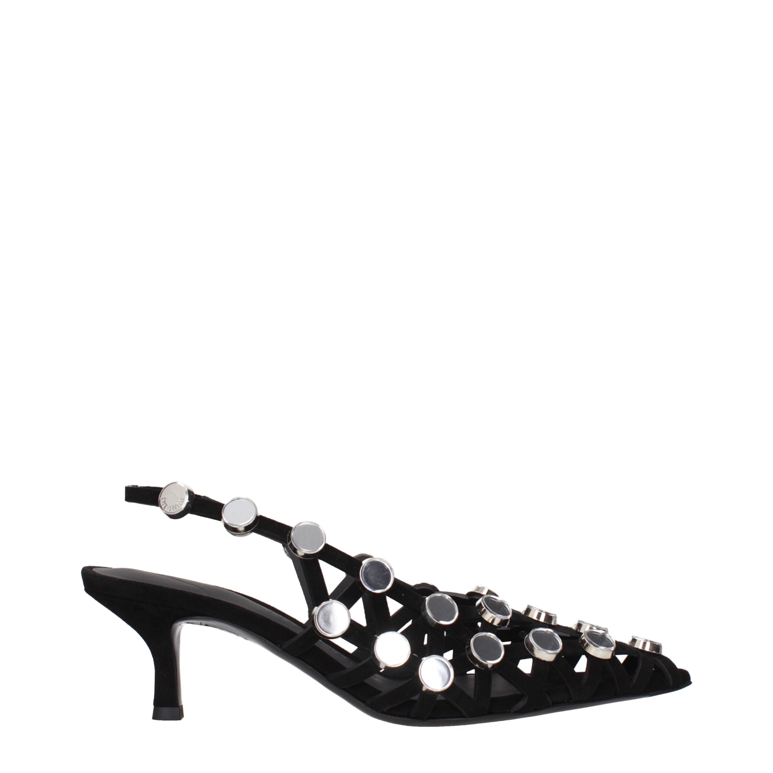 The Attico Black Leather Stiletto Heel Women's Sandals
