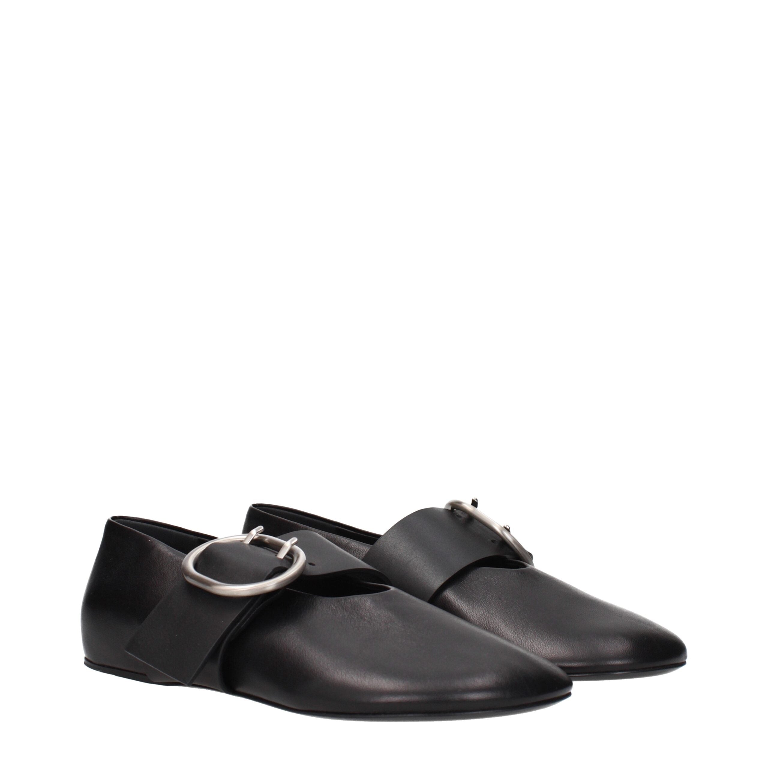 Jil Sander Black Leather Ballet Women's Flats