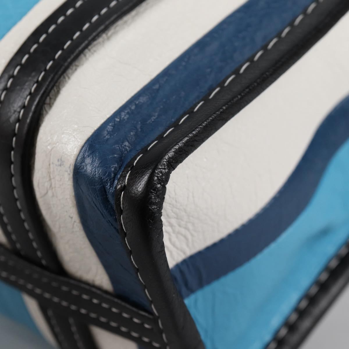 Balenciaga Bazar Convertible Tote Striped Leather Blue Leather Tote Bag Bag (Pre-Owned)