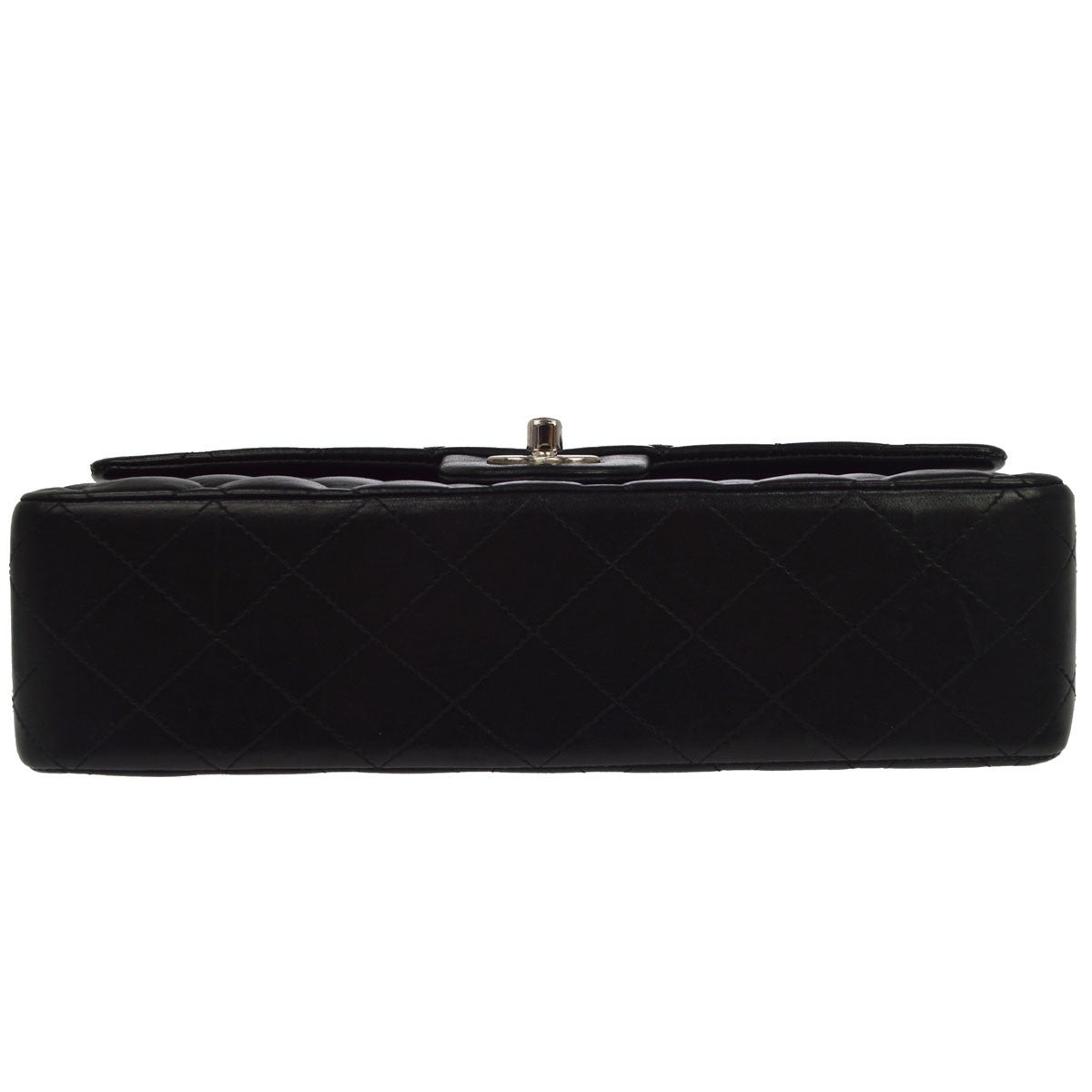 Chanel Classic Timeless Double Flap Quilted Lambskin Black Leather Handbag (Pre-Owned)