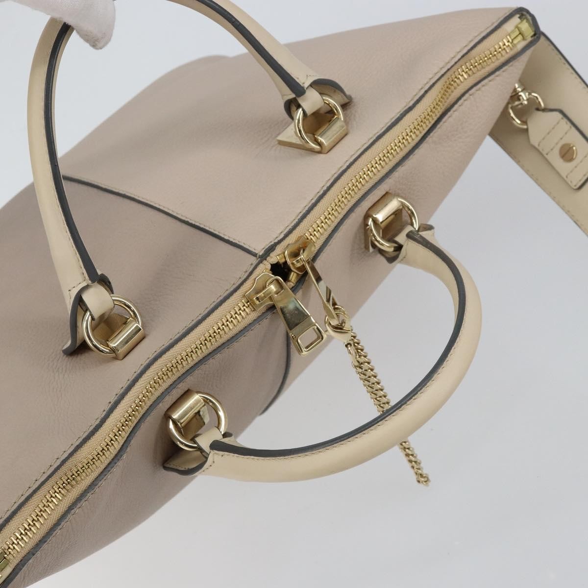Chloe Bicolor Baylee Satchel Leather Gray Leather Handbag (Pre-Owned)
