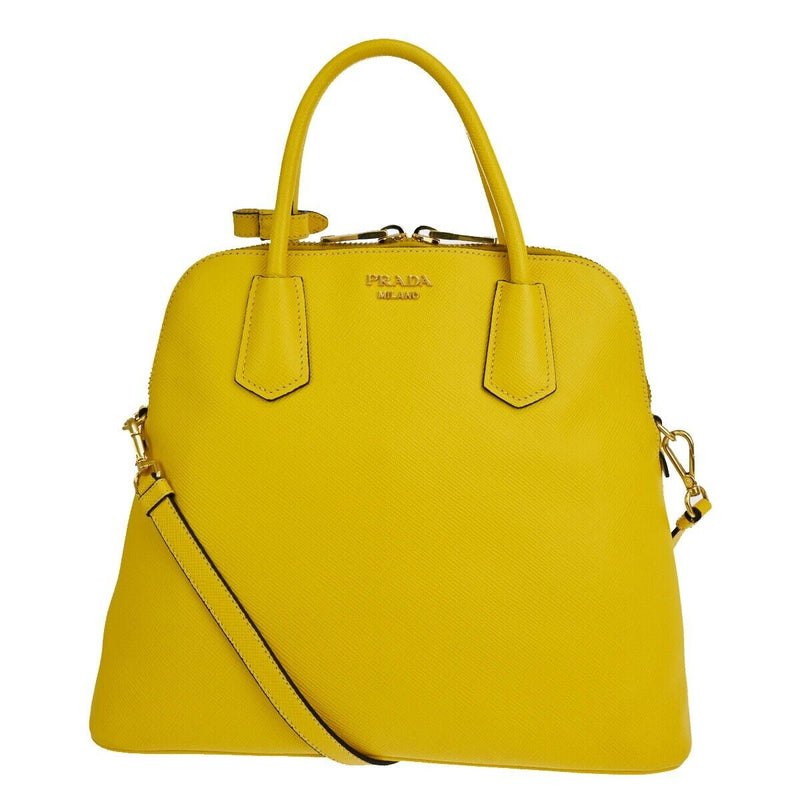 Prada Saffiano Yellow Leather Handbag (Pre-Owned)