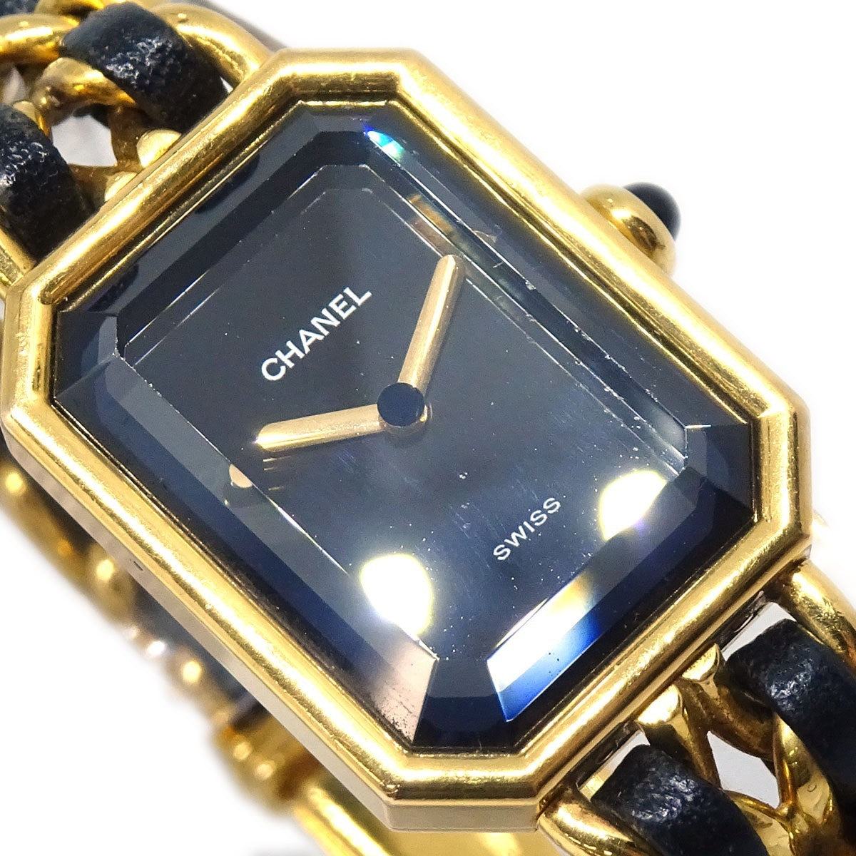 Chanel Premiere Rock Quartz Plated Metal And Leather Watch (Pre-Owned)