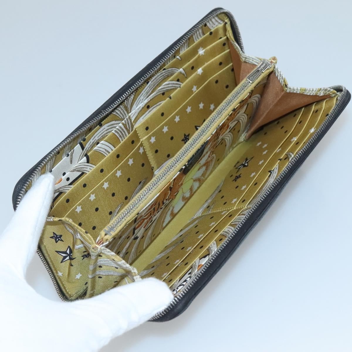 Hermes Azap Zip Around Silk'in Epsom Black Leather Wallets Accessory (Pre-Owned)