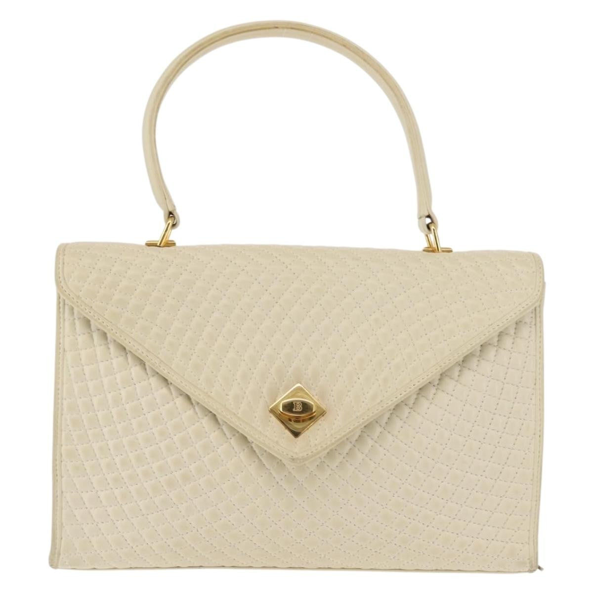 Bally Vintage Quilted Leather Beige Leather Handbag (Pre-Owned)
