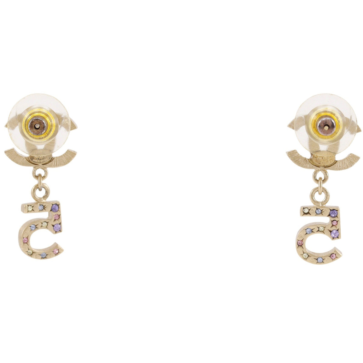 Chanel No.5 Cc Chain Drop Metal And Enamel Gold Gold_Plated Earrings Jewelry (Pre-Owned)
