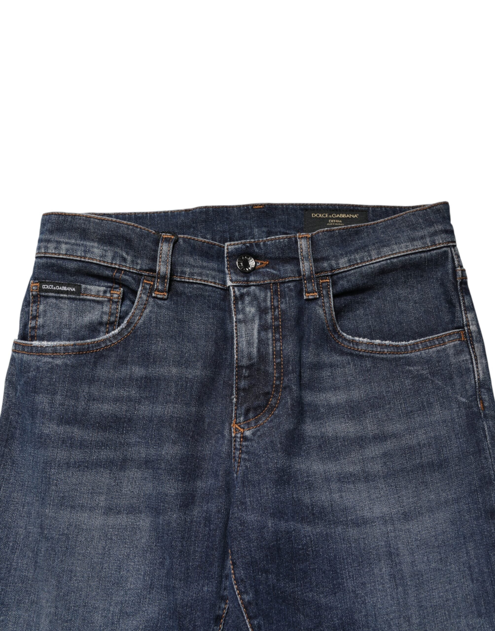 Dolce & Gabbana Blue Cotton Stretch Skinny Men Denim Men's Jeans