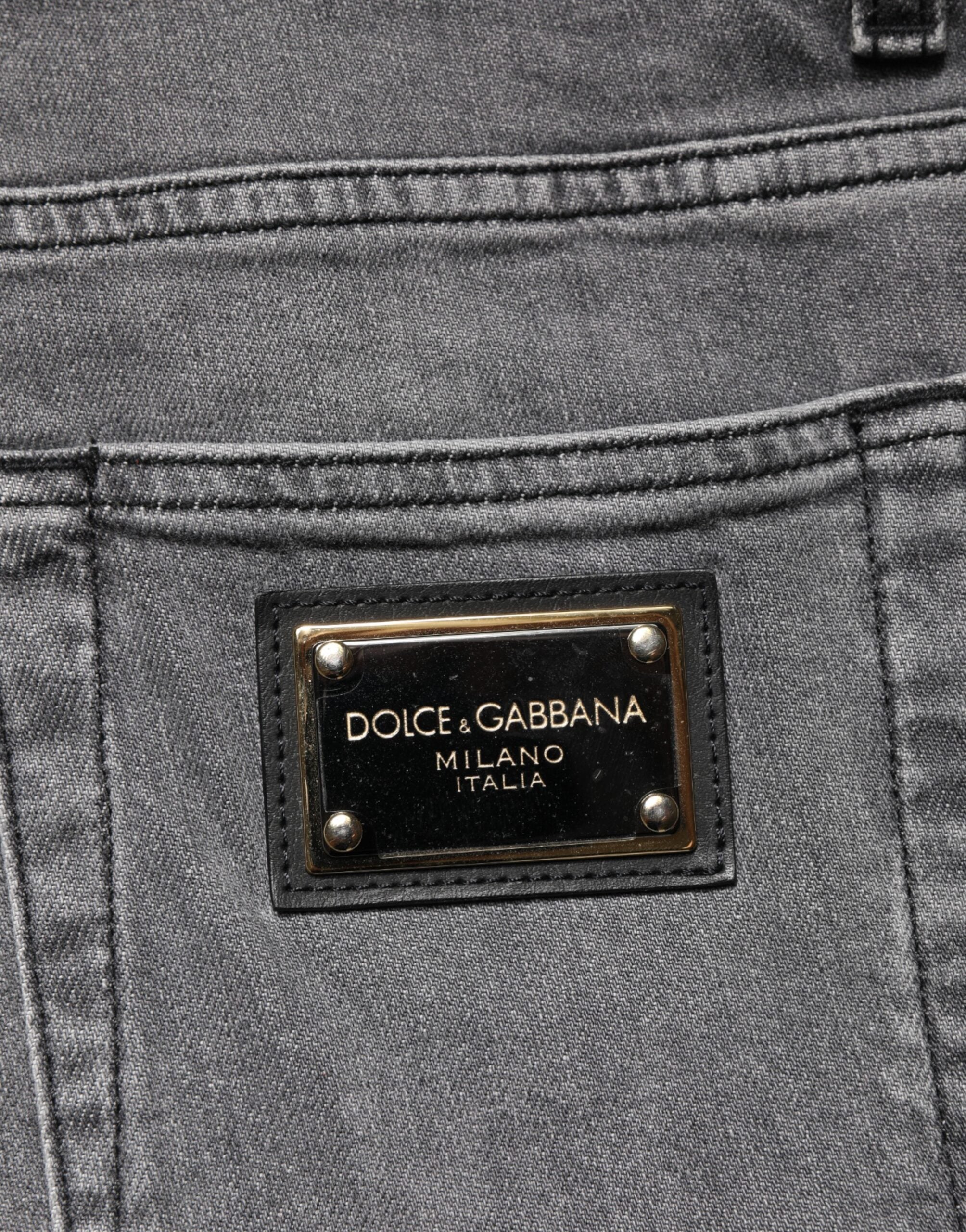 Dolce & Gabbana Gray Cotton Mid Waist Skinny Denim Men's Jeans