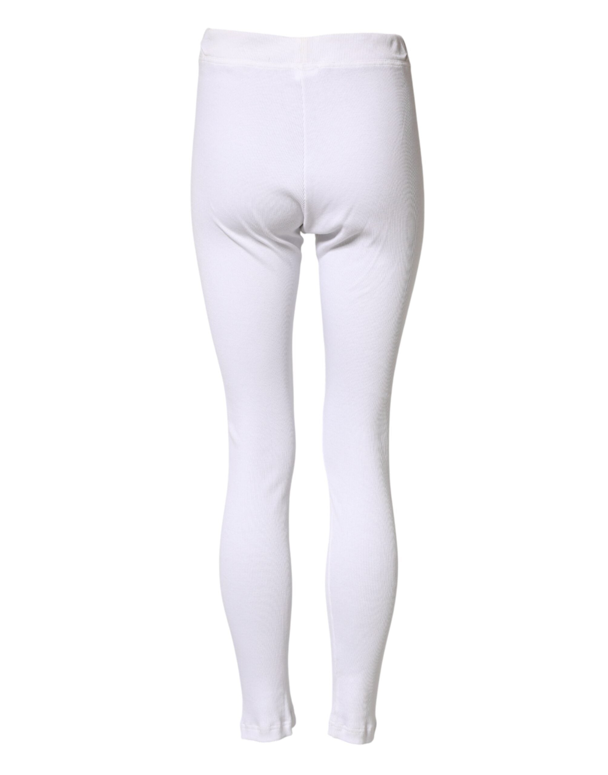 Dolce & Gabbana White Cotton Mid Waist Tights Leggings Men's Pants
