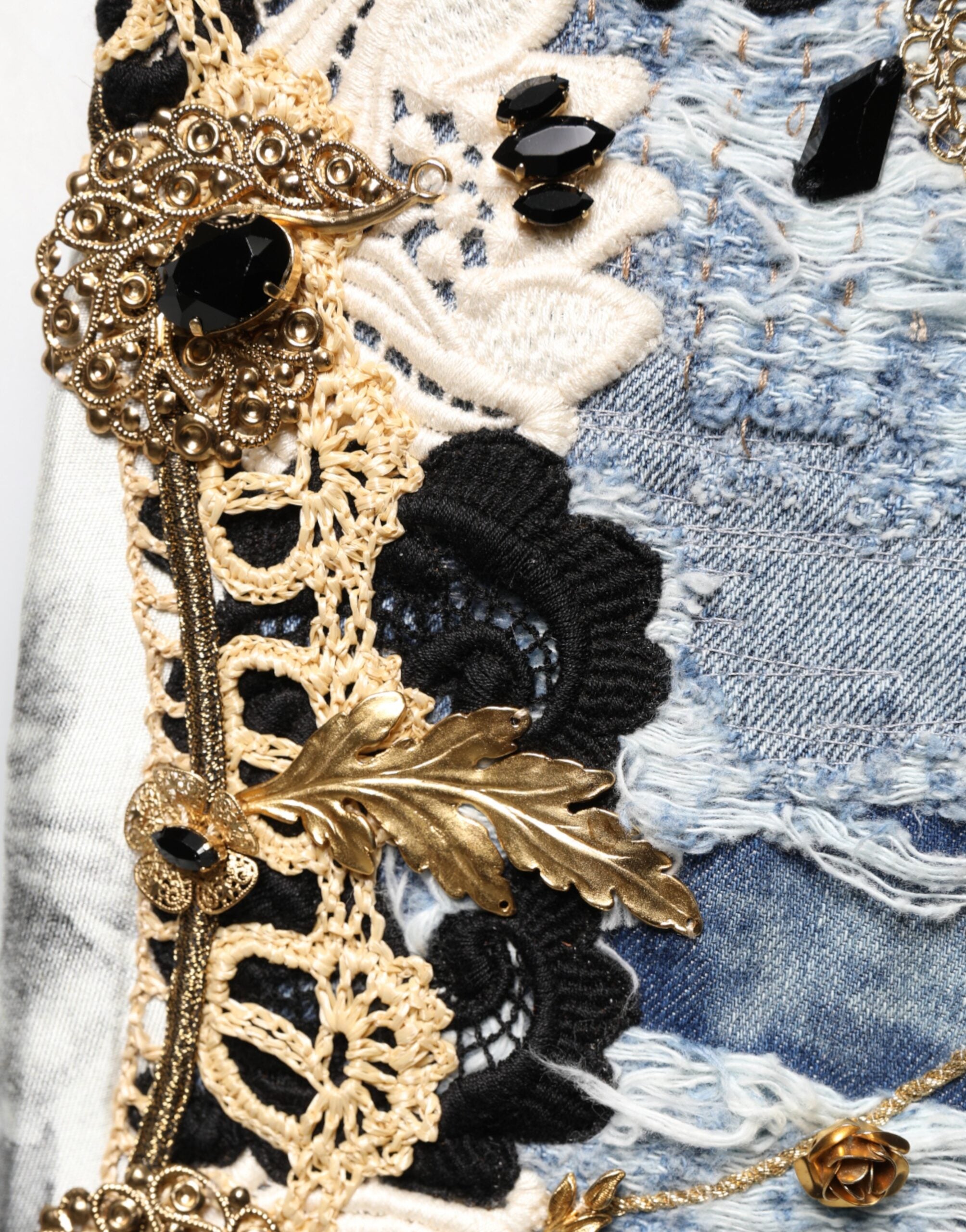 Dolce & Gabbana Blue Ripped Embellished Cotton Denim Men's Jeans