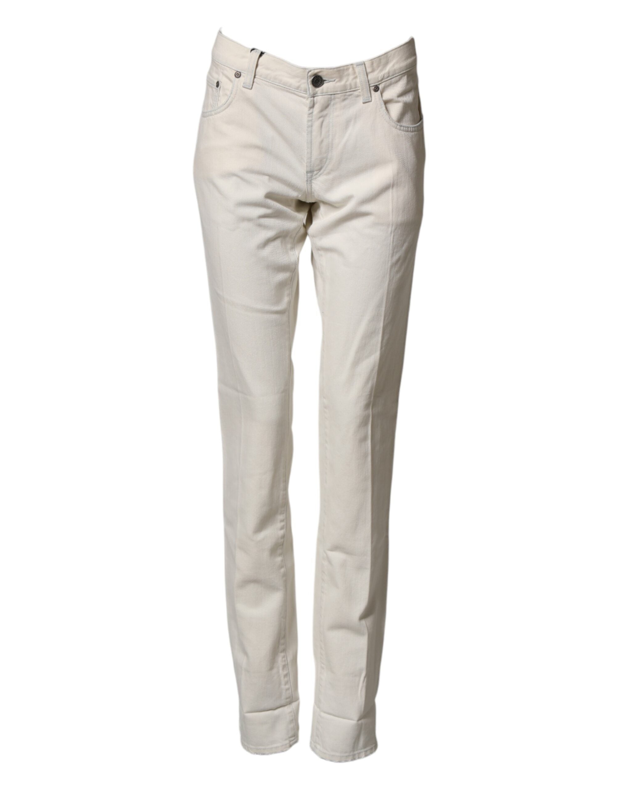 Dolce & Gabbana White Cotton Skinny Denim Trouser Men Men's Jeans