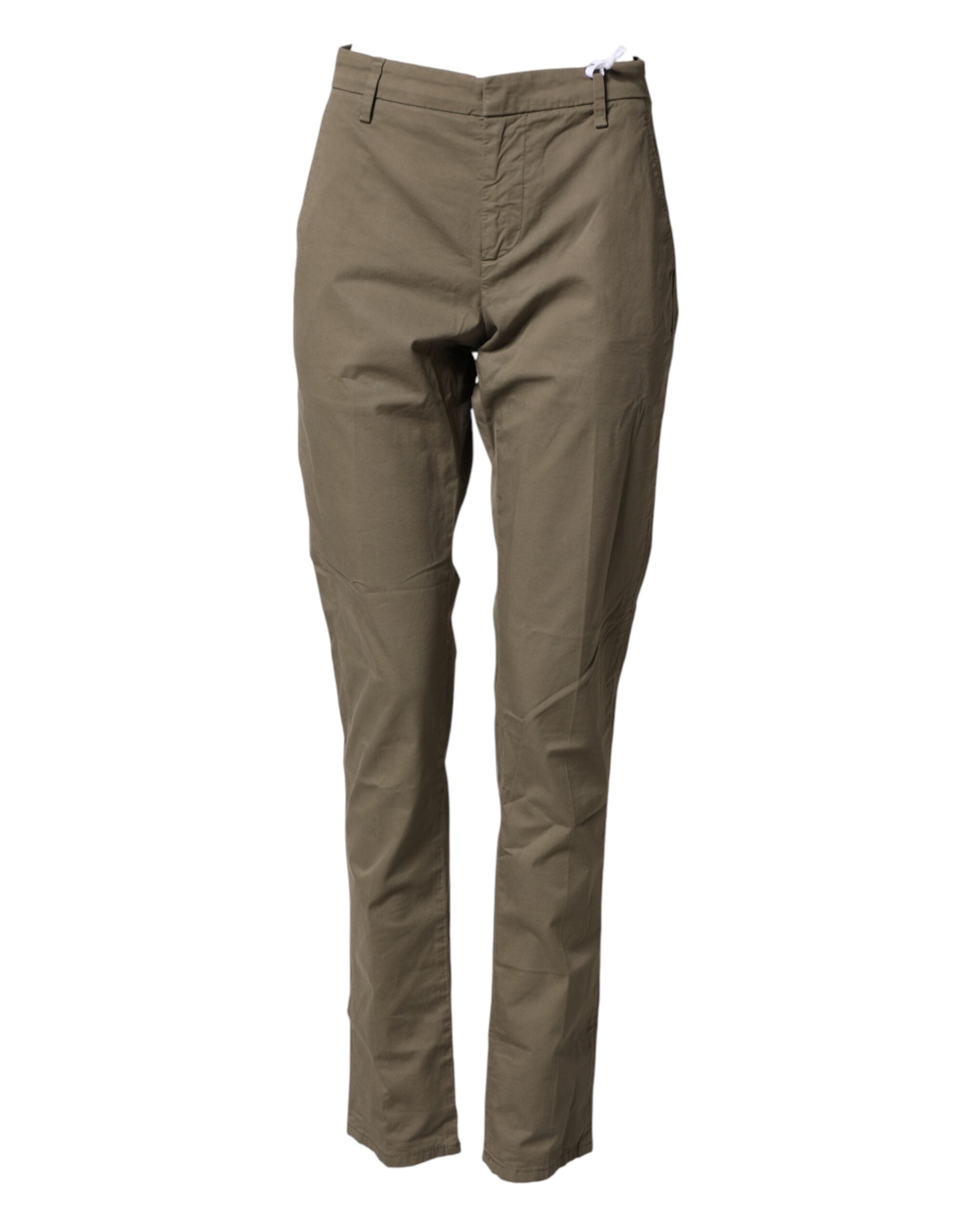 Dondup Beige Cotton Stretch Straight Chino Men Trouser Men's Pants