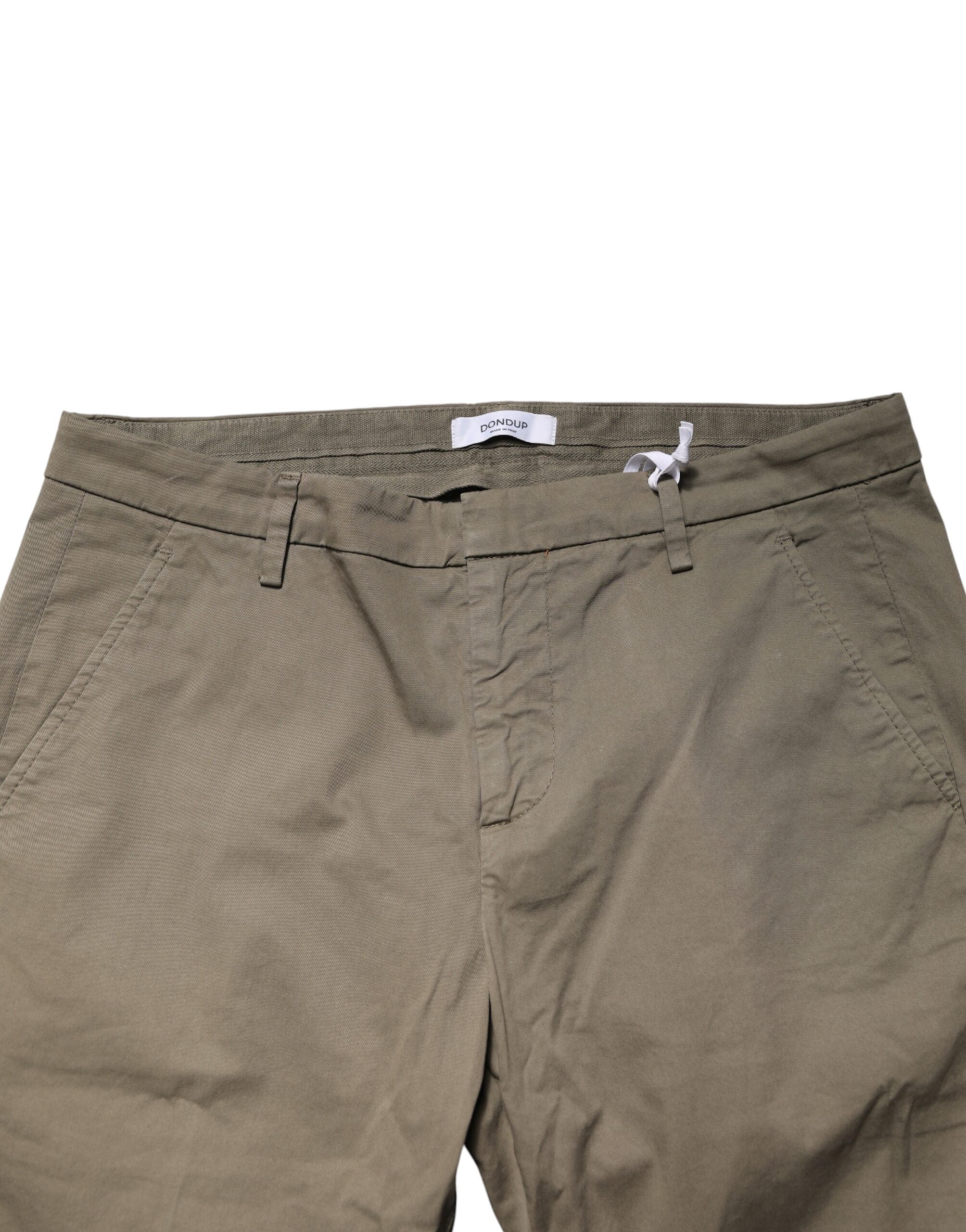 Dondup Beige Cotton Stretch Straight Chino Men Trouser Men's Pants