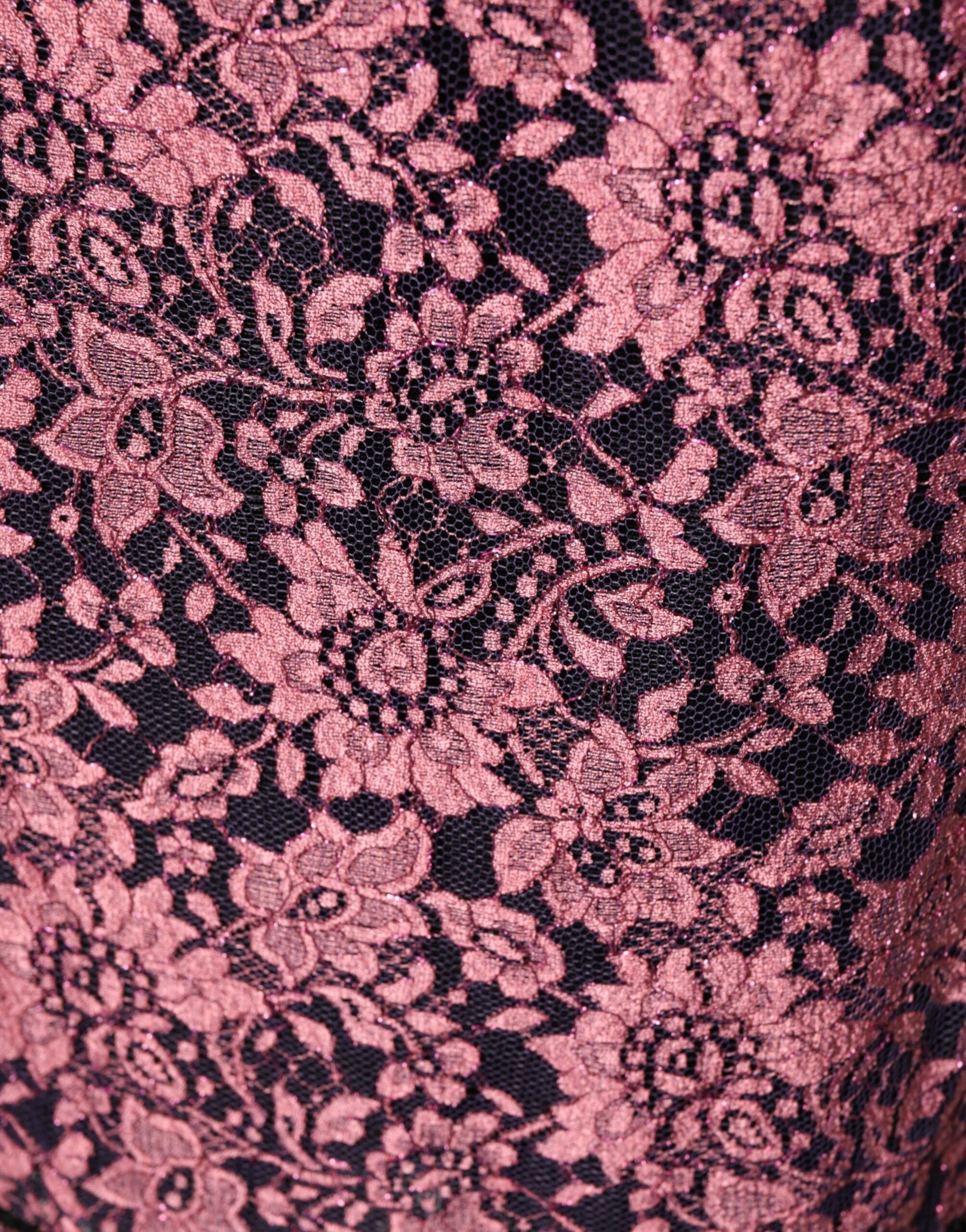 Dolce & Gabbana Black Pink Floral Lace Silk Sheath Women's Dress
