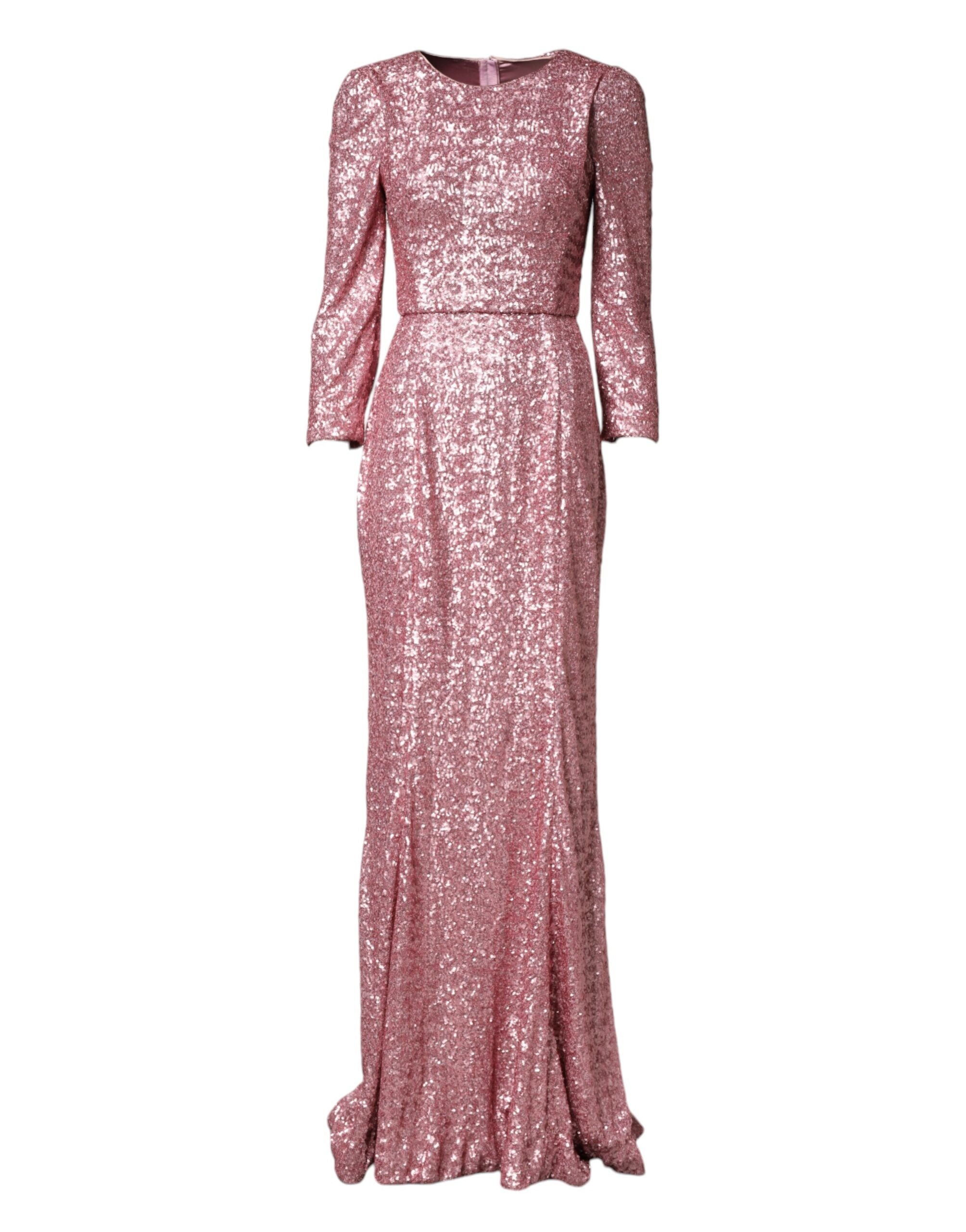 Dolce & Gabbana Pink Sequinned Mermaid Long Gown Women's Dress
