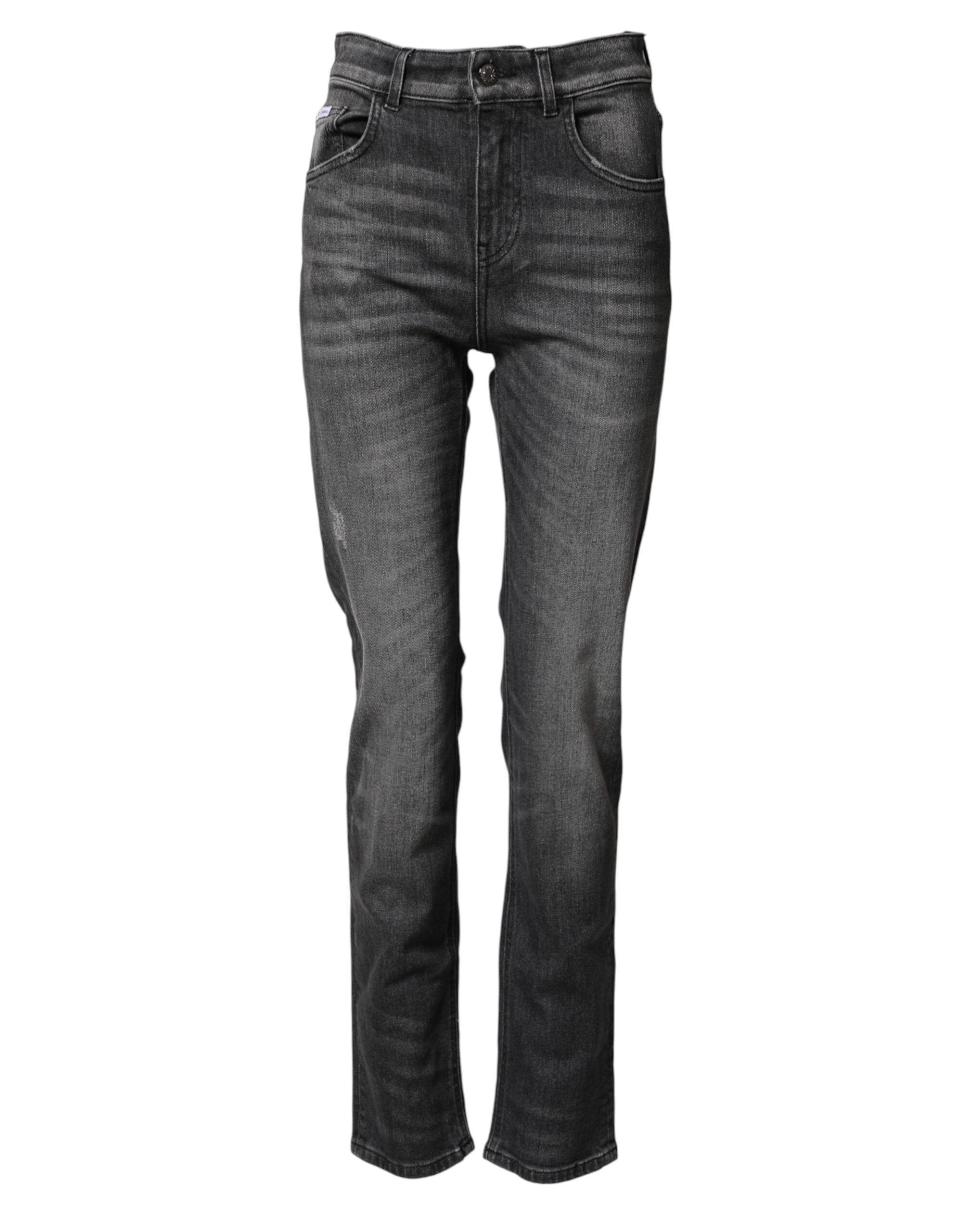 Dolce & Gabbana Gray High Waist Cotton Skinny Denim Women's Jeans (Pre-Owned)