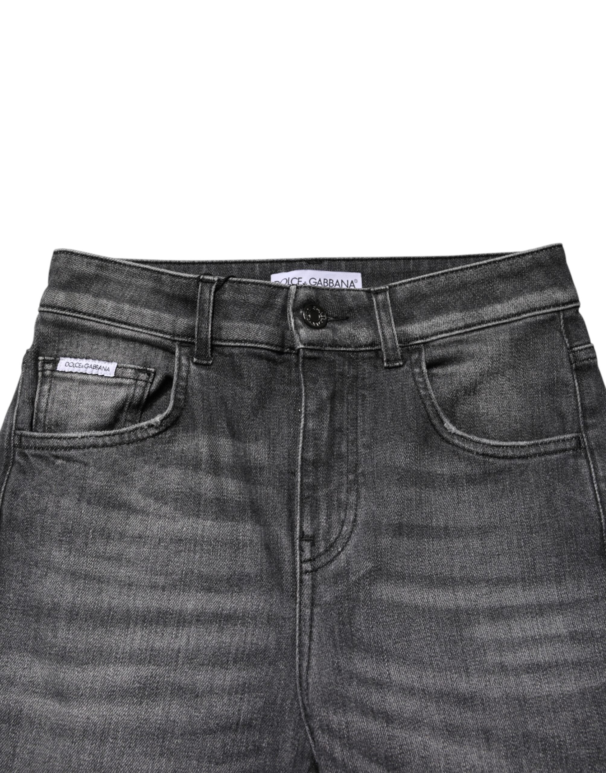 Dolce & Gabbana Gray High Waist Cotton Skinny Denim Women's Jeans (Pre-Owned)