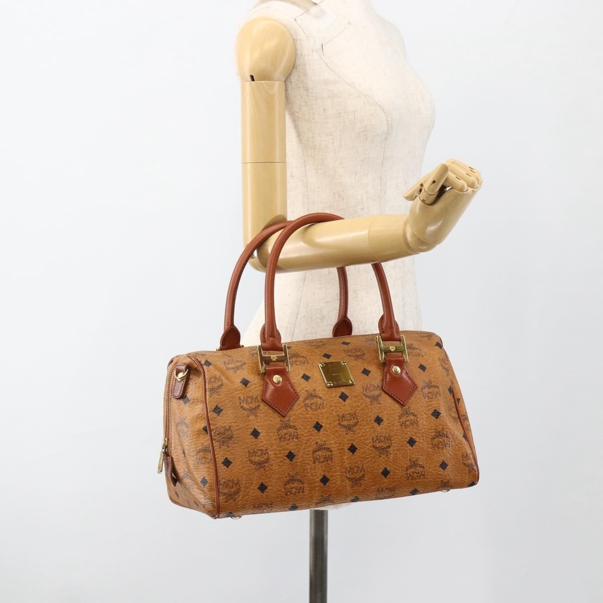 MCM Visetos Logogramme Leather Brown Leather Handbag (Pre-Owned)