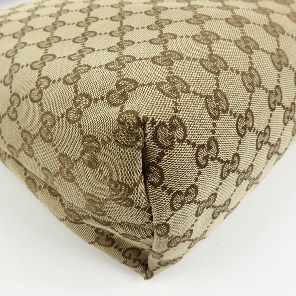 Gucci Web Strap Messenger Gg Canvas Beige Canvas Handbag (Pre-Owned)