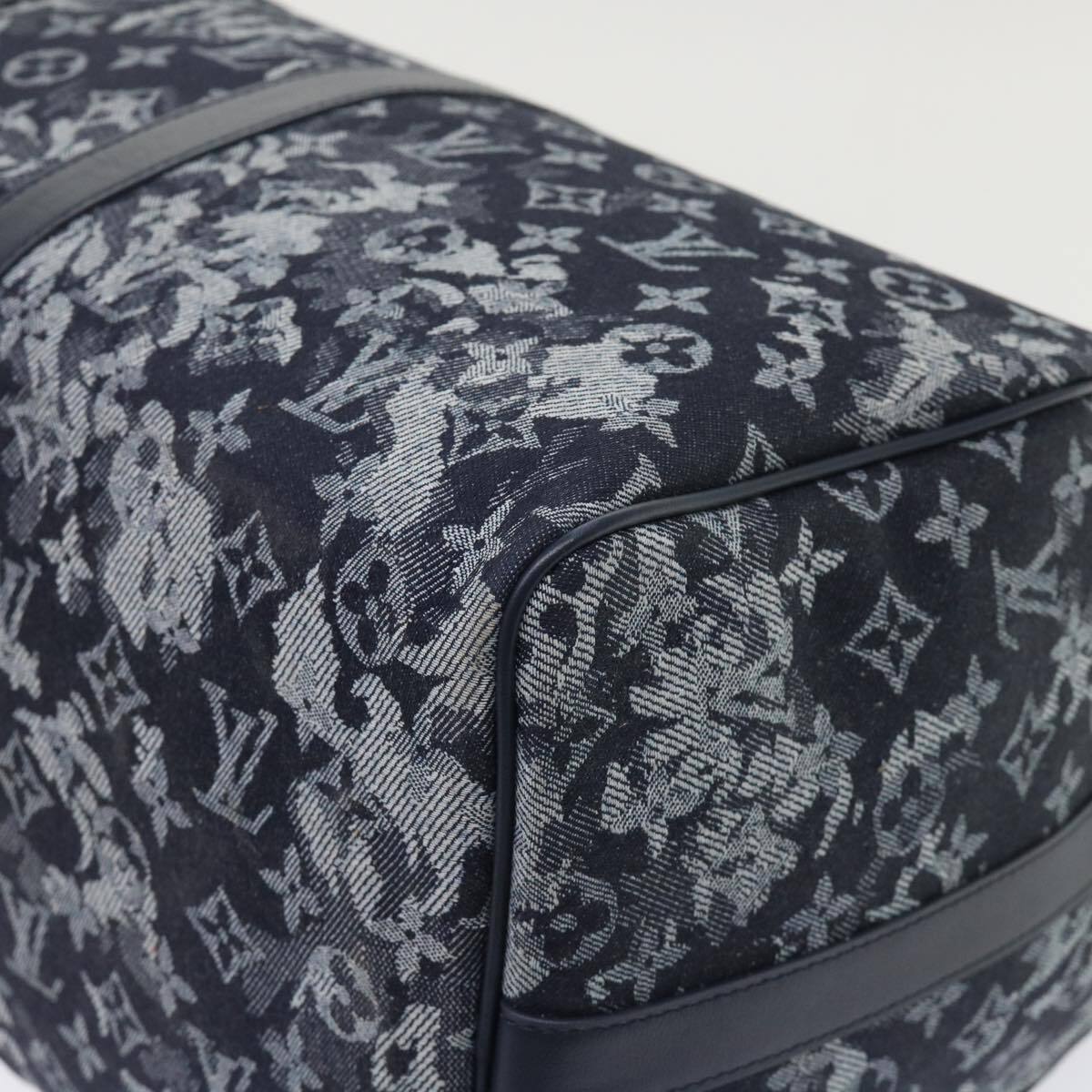 Louis Vuitton Keepall Bandouliere Monogram Tapestry Canvas Navy Canvas Bag (Pre-Owned)