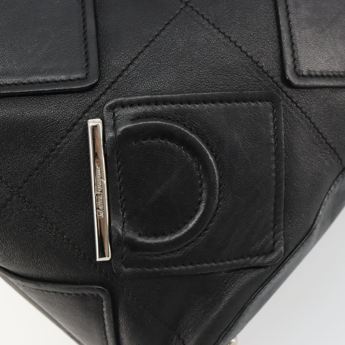 Salvatore Ferragamo Vintage Leather Black Leather Handbag (Pre-Owned)