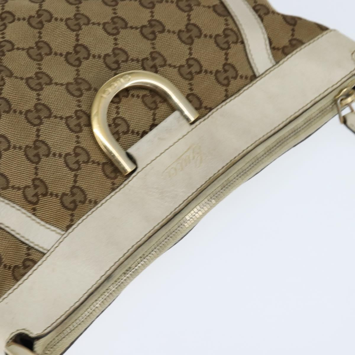 Gucci D Ring Messenger Gg Canvas And Leather Beige Canvas Shoulder Bag Bag (Pre-Owned)