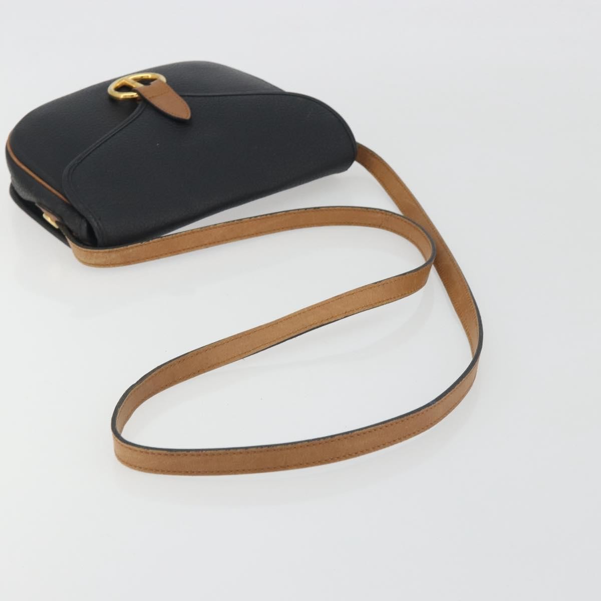 Christian Dior Vintage Cd Flap Leather Black Leather Shoulder Bag Bag (Pre-Owned)