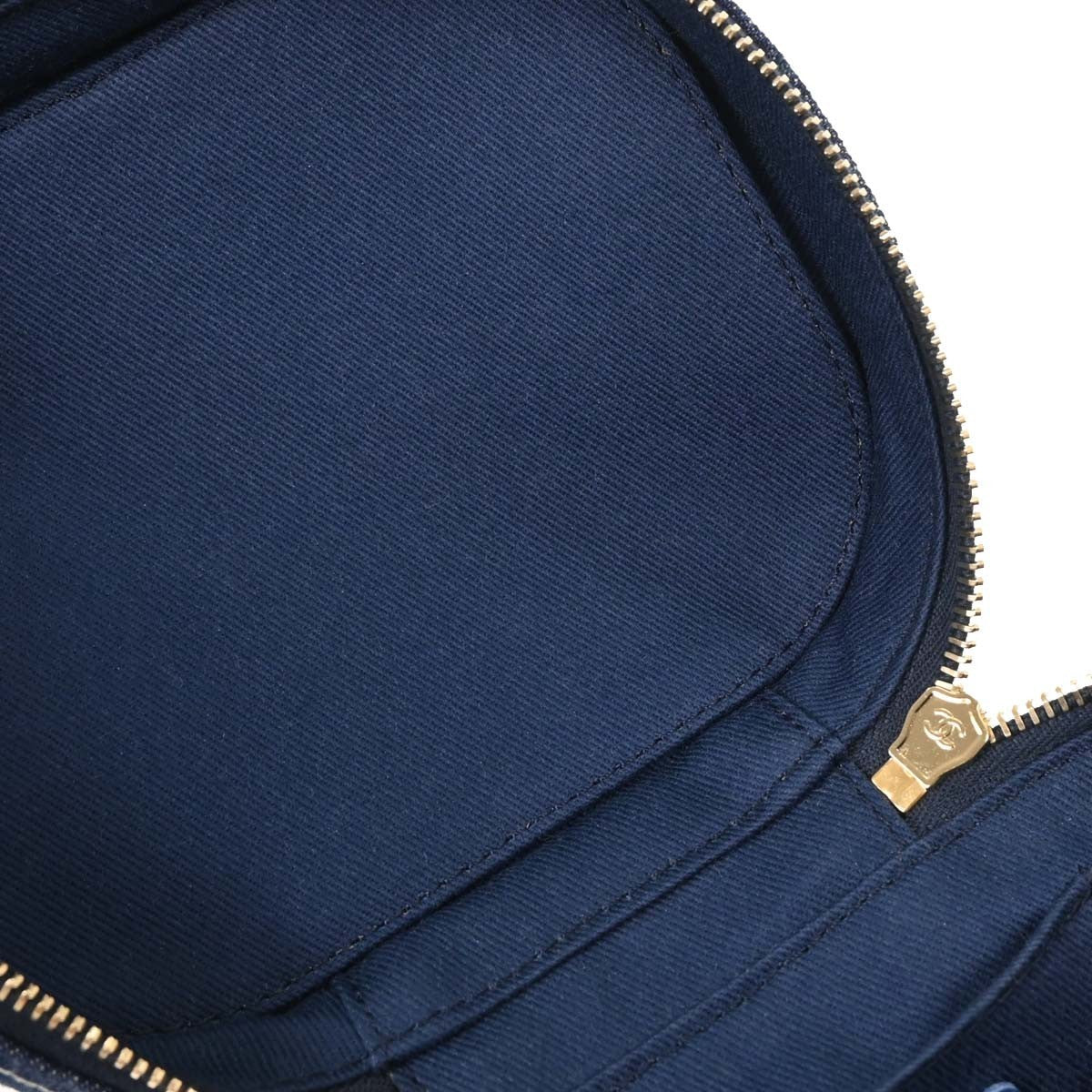 Chanel Vanity Case Quilted Denim Blue Denim_Jeans Handbag (Pre-Owned)