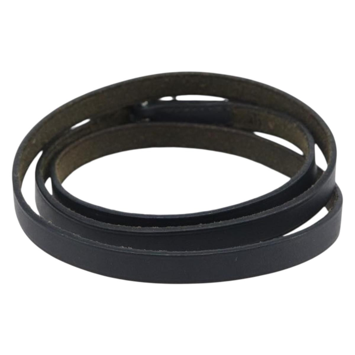Hermes Hapi 3 Leather With Metal Black Leather Bracelet Jewelry (Pre-Owned)