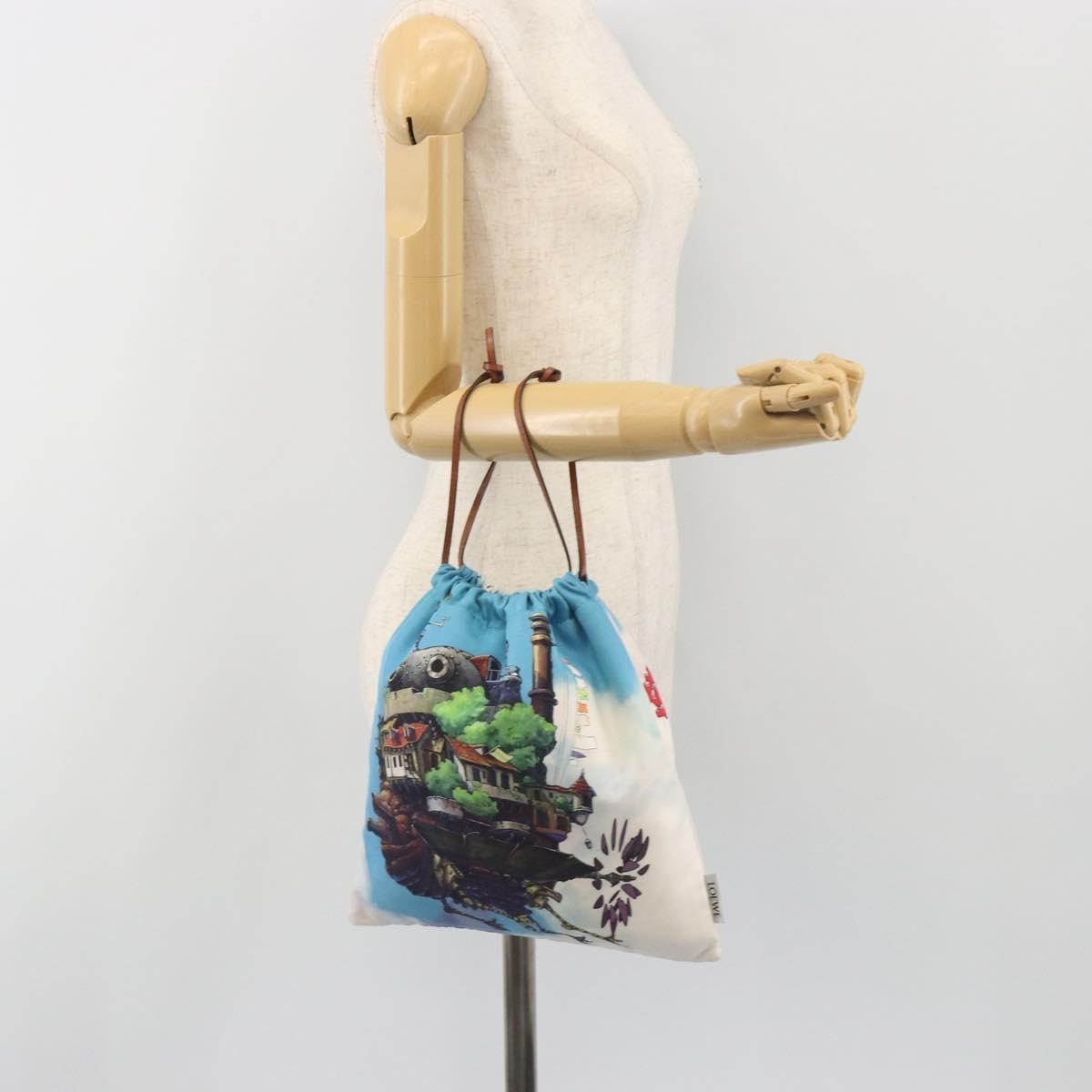 Loewe Paula Drawstring Printed Canvas Blue Nylon Clutche & Pouche Bag (Pre-Owned)