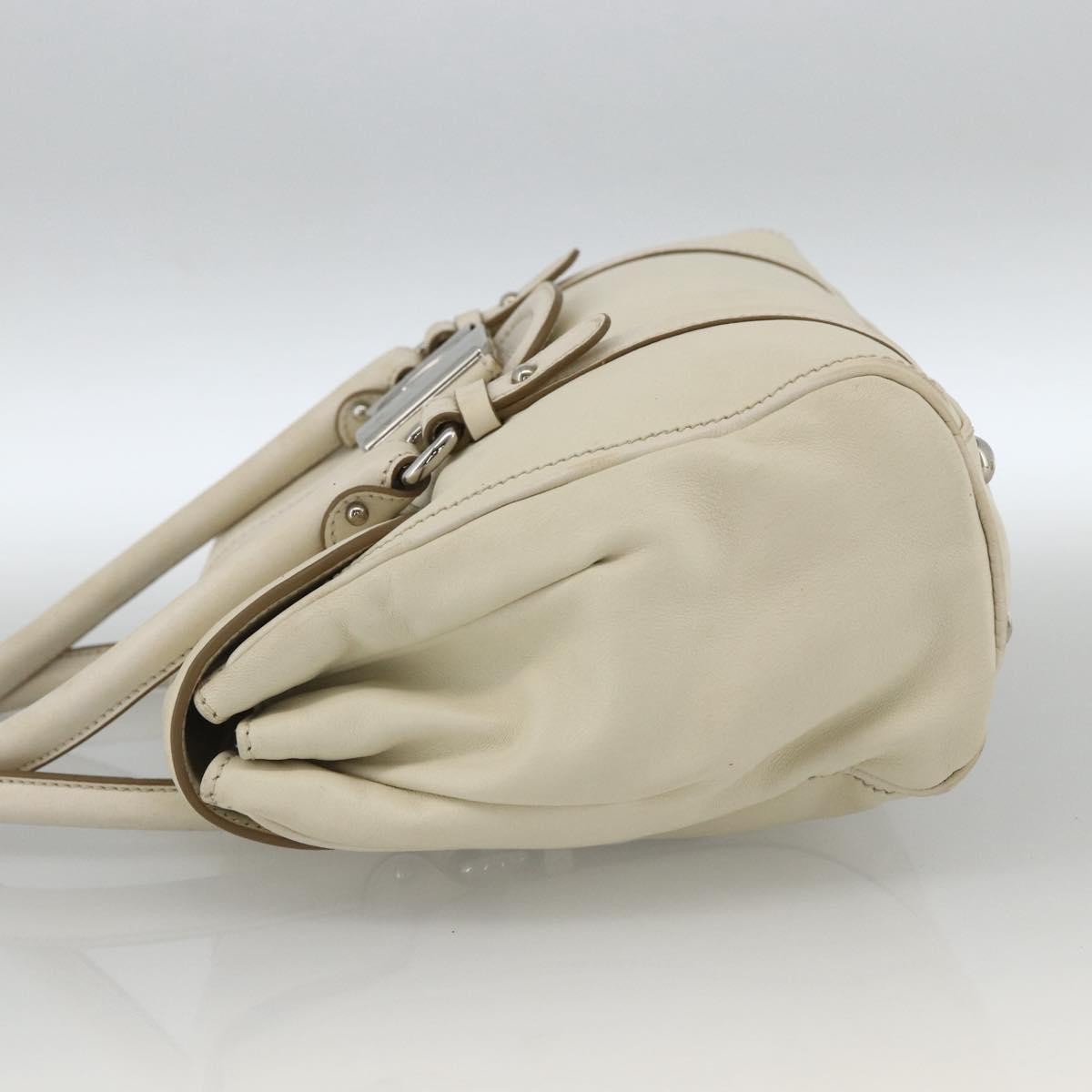 Salvatore Ferragamo Vintage Leather White Leather Handbag (Pre-Owned)