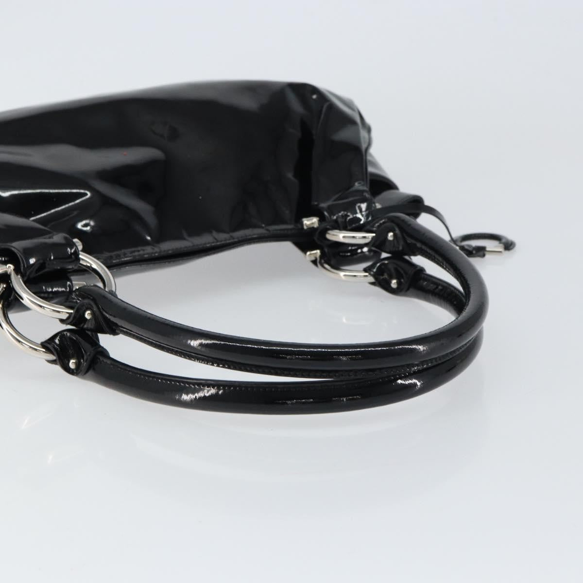 Salvatore Ferragamo Gancini Tote Patent Leather Black Patent_Leather Tote Bag Bag (Pre-Owned)