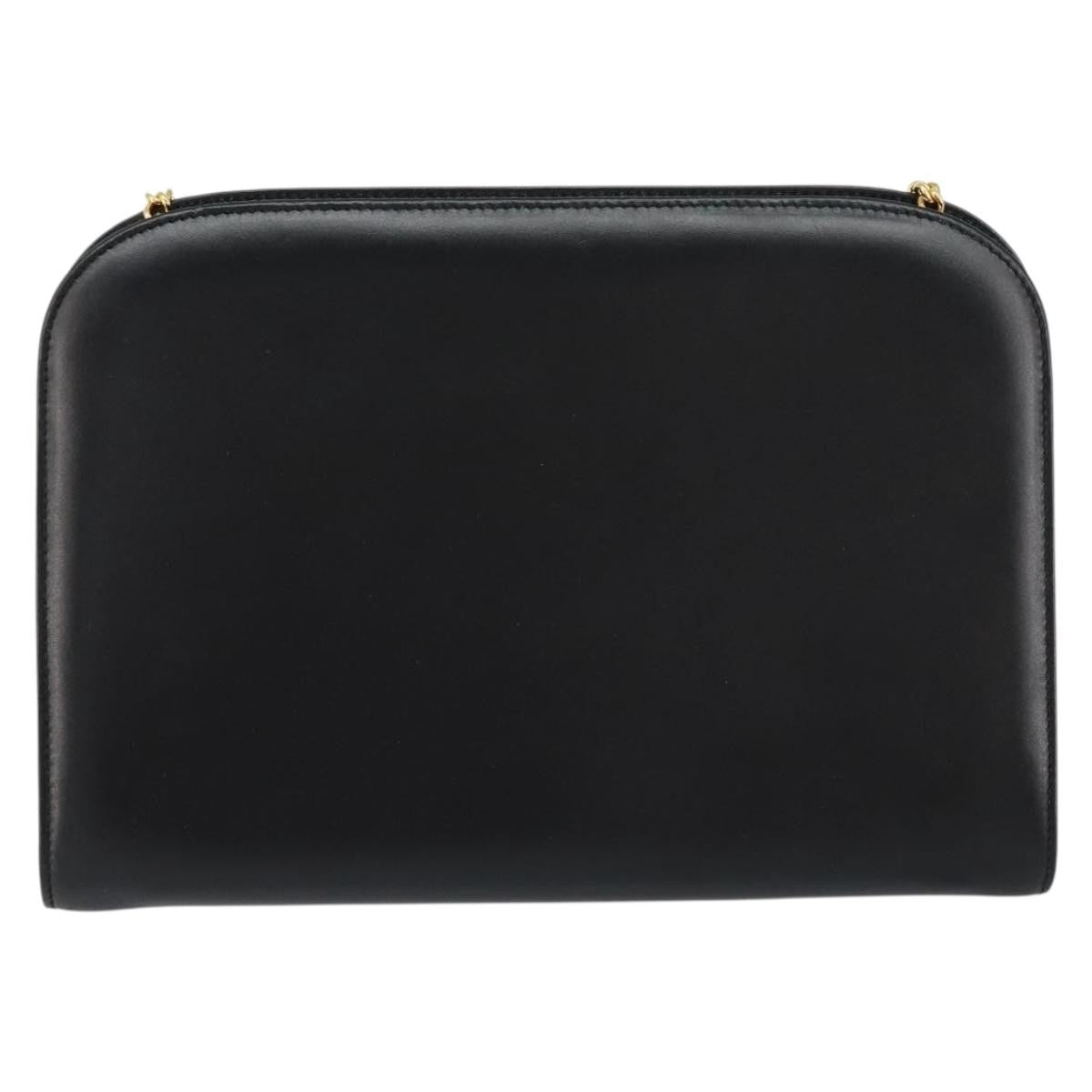 Salvatore Ferragamo Vintage Gancini Chain Leather Black Leather Shoulder Bag Bag (Pre-Owned)