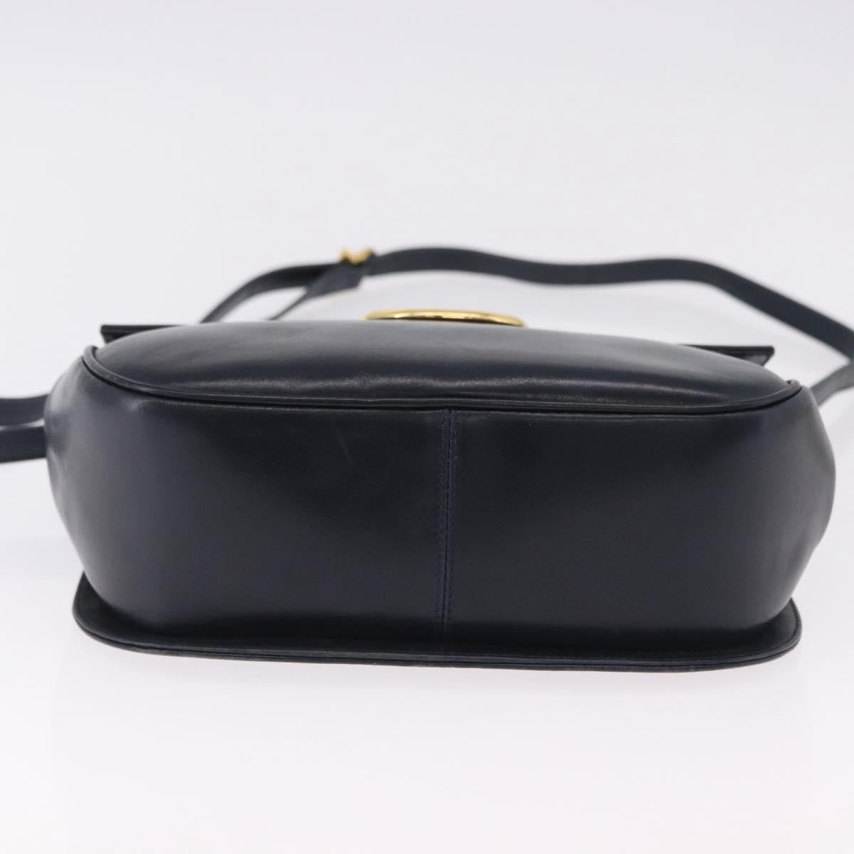Salvatore Ferragamo Gancini Leather Navy Leather Shoulder Bag Bag (Pre-Owned)