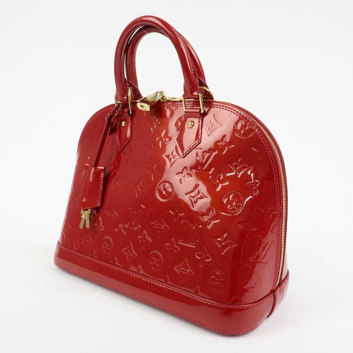 Louis Vuitton Alma Monogram Vernis Red Patent_Leather Handbag (Pre-Owned)