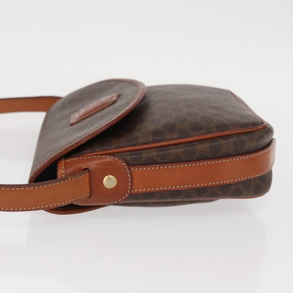 Celine Vintage Macadam Canvas And Leather Brown Canvas Shoulder Bag Bag (Pre-Owned)