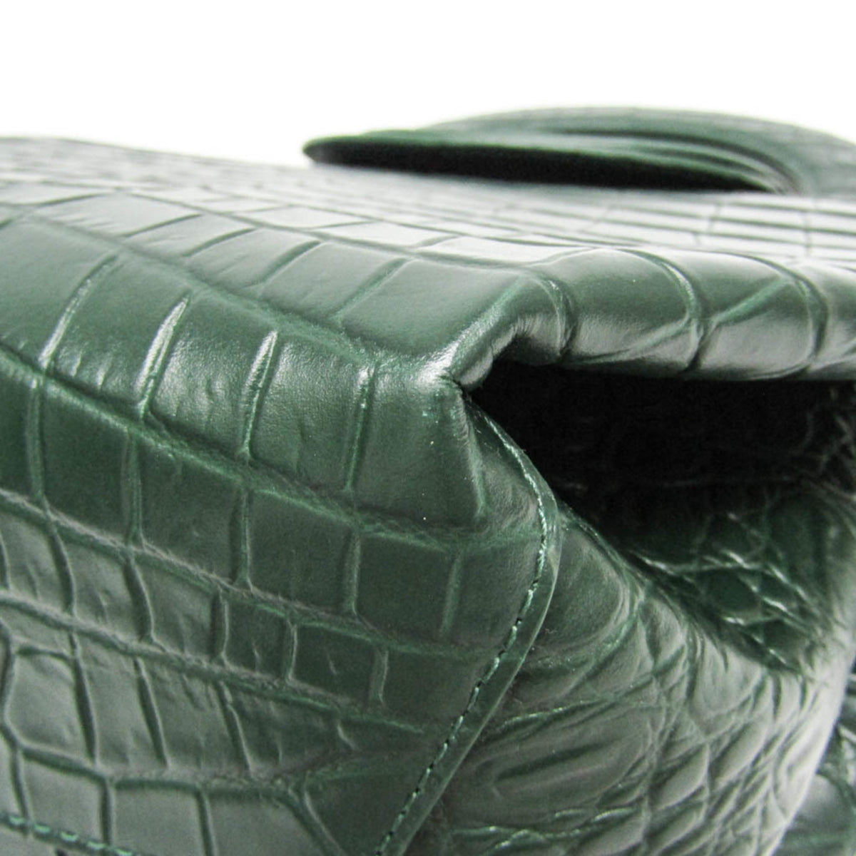 Bottega Veneta Doll Crocodile Embossed Leather Green Leather Tote Bag Bag (Pre-Owned)