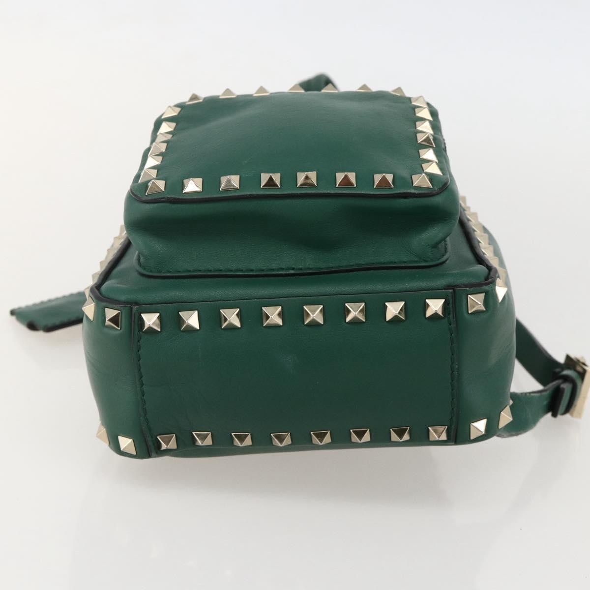 Valentino Garavani Rockstud Leather Green Leather Backpack Bag (Pre-Owned)