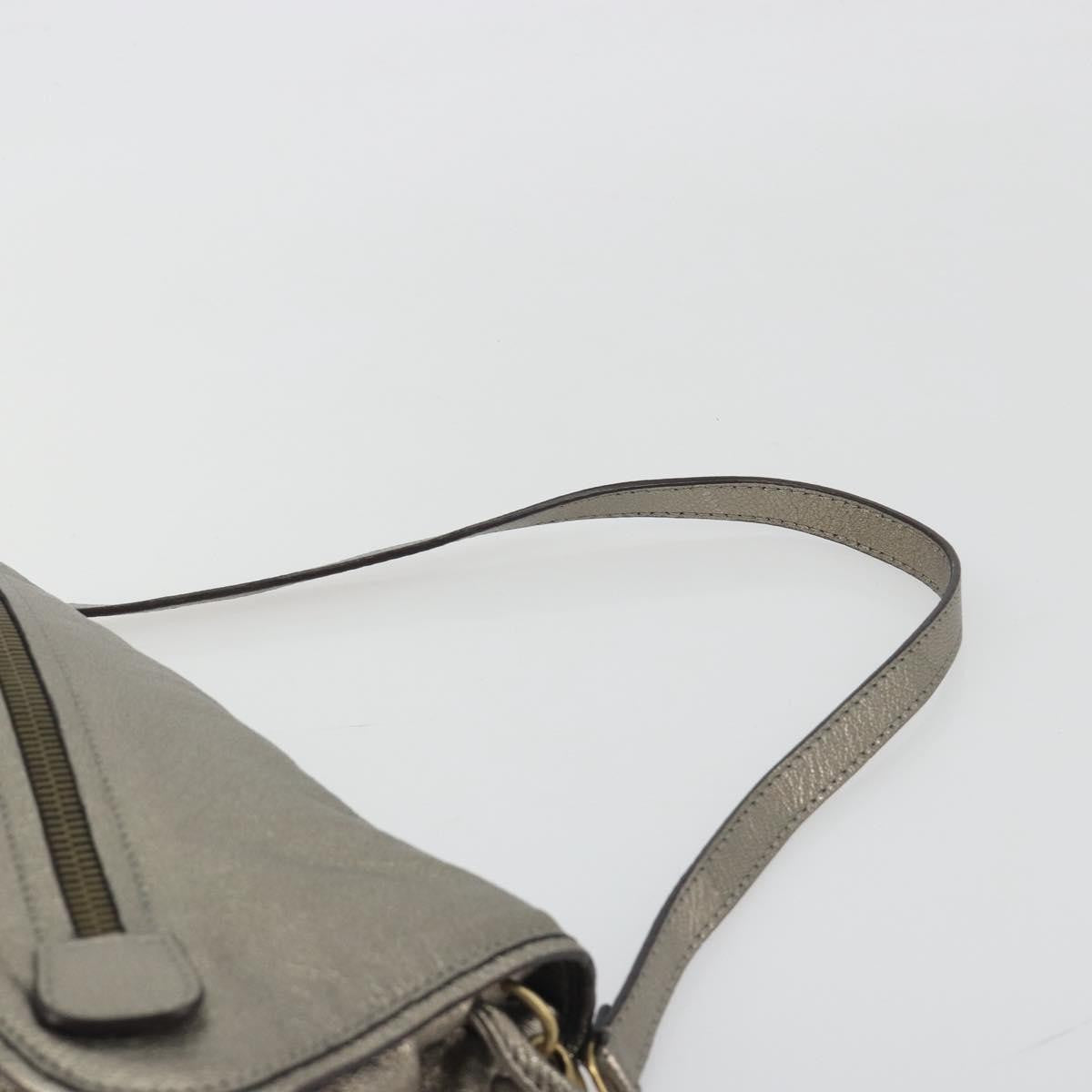 Salvatore Ferragamo Gancini Leather Silver Leather Shoulder Bag Bag (Pre-Owned)