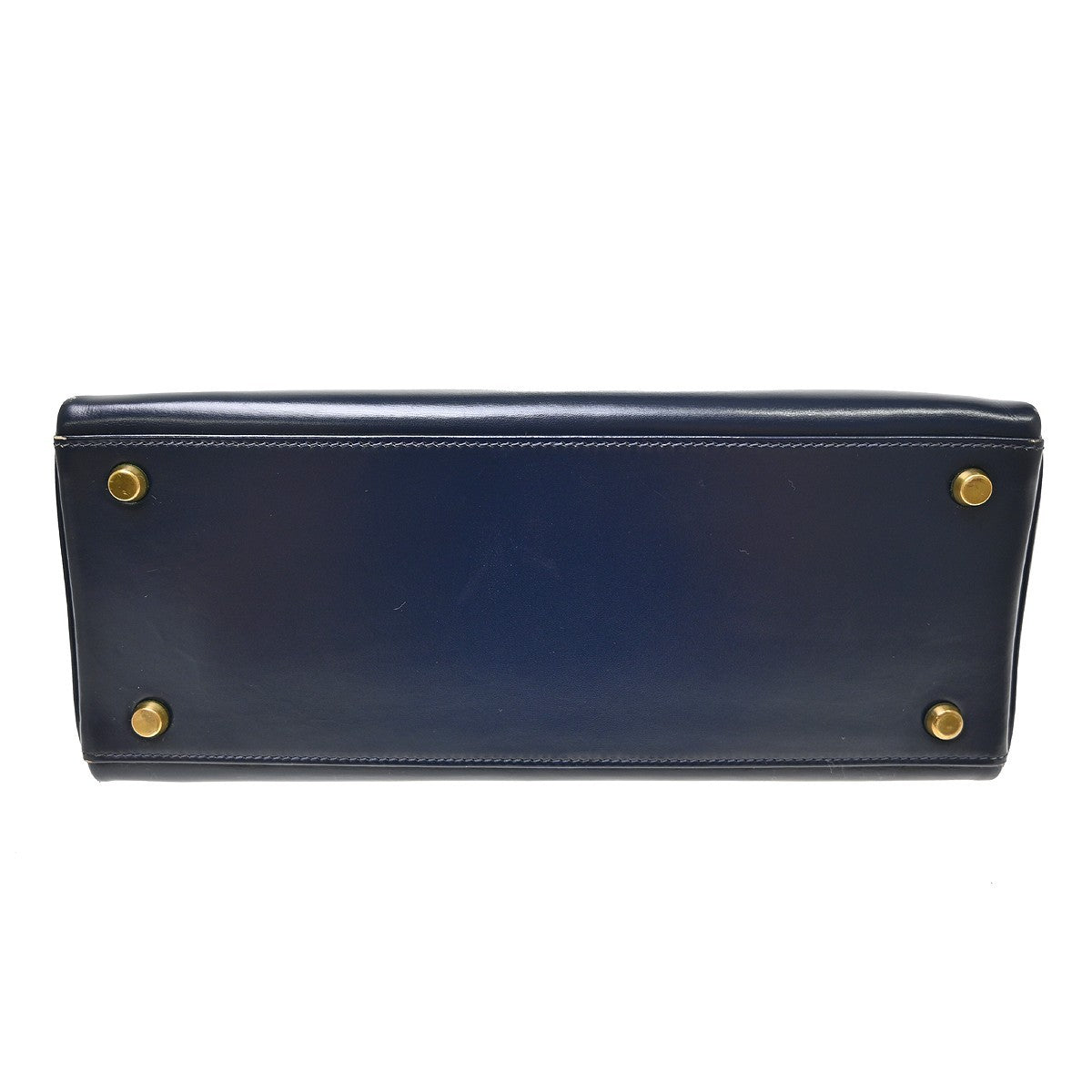 Hermes Kelly Blue Box Calf With Gold Hardware Navy Calfskin Handbag (Pre-Owned)