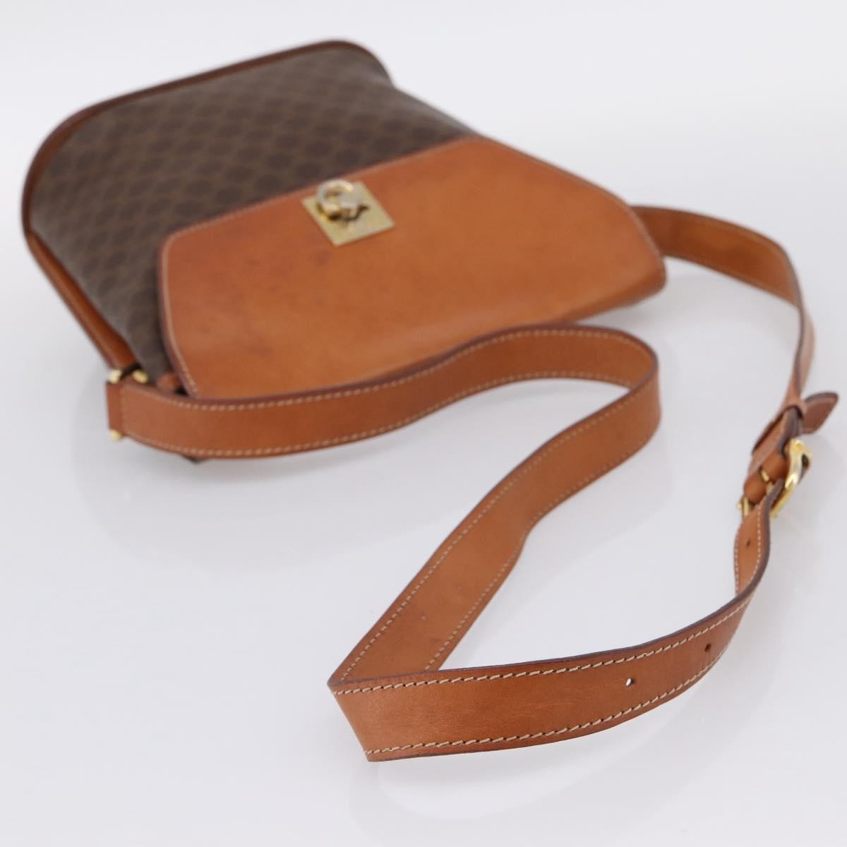 Celine Macadam Leather Brown Canvas Shoulder Bag Bag (Pre-Owned)