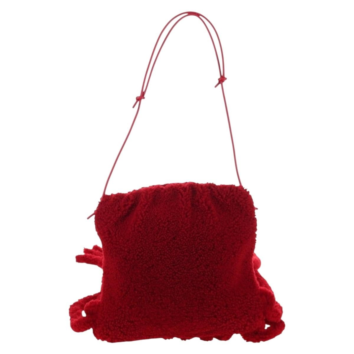 Bottega Veneta The Fringe Leather Red Wool Clutche & Pouche Bag (Pre-Owned)