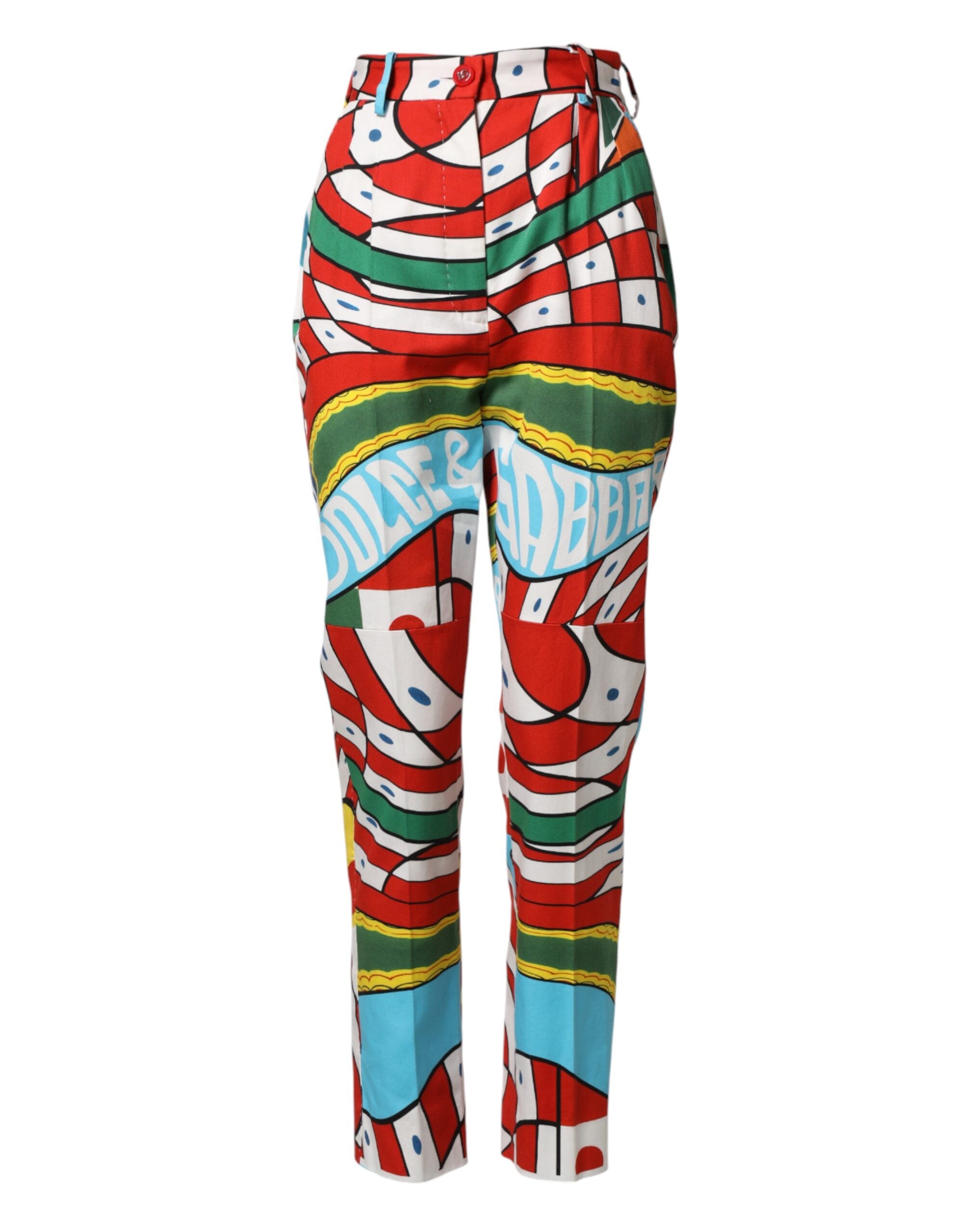 Dolce & Gabbana Multicolor Geometric Pattern Straight Women's Pants